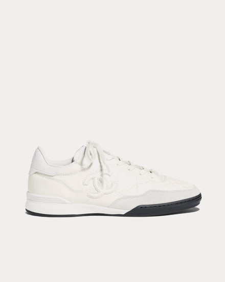 Chanel Shiny Calfskin White Low Top Sneakers - 1