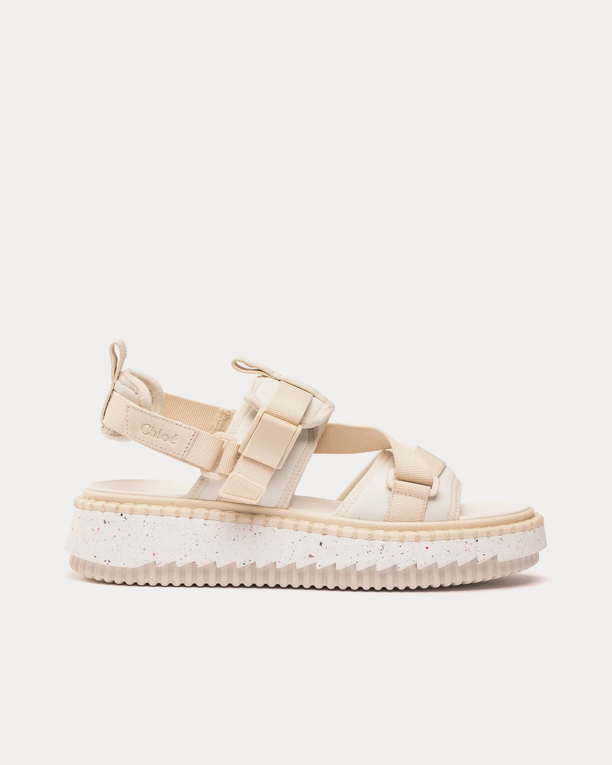 Chloé - Lilli Flat Nomad White Sandals