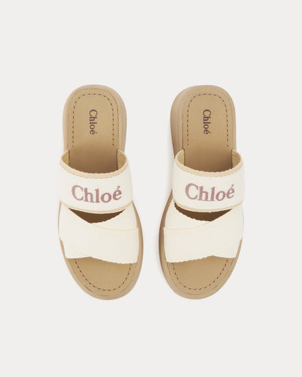Chloé Mila Beige / White Slides - 2