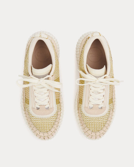 Chloé Nama Mesh Bright Gold Low Top Sneakers - 2