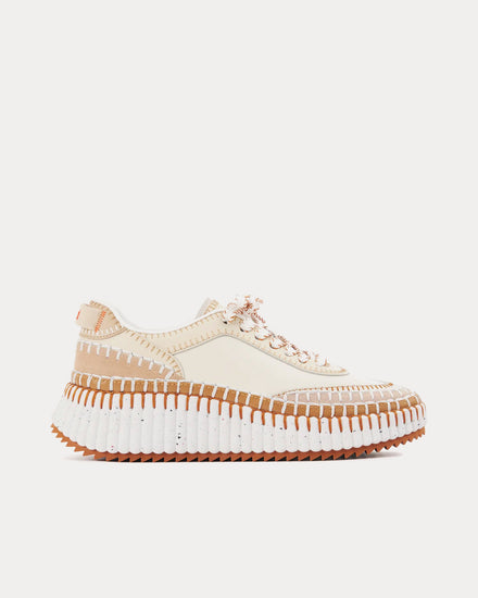 Chloé Nama Pearl Beige Low Top Sneakers - 1