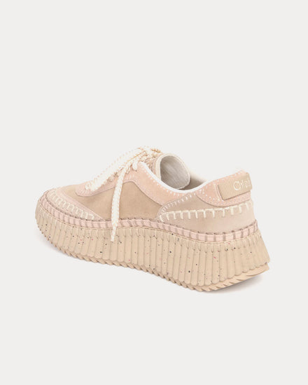Chloé Nama Powder Beige Low Top Sneakers - 5