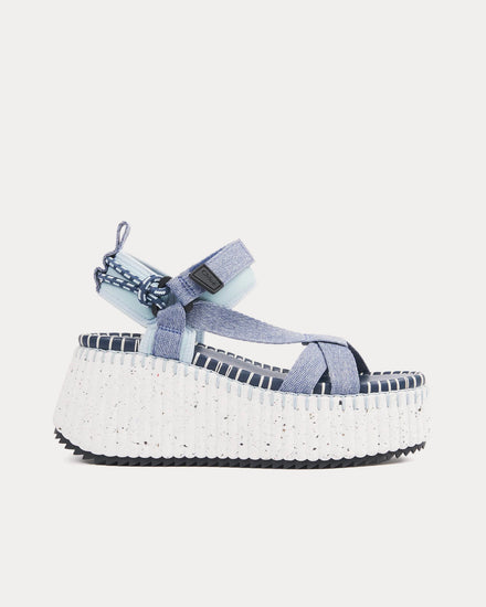 Chloé Nama Wedge Denim Sandals - 1