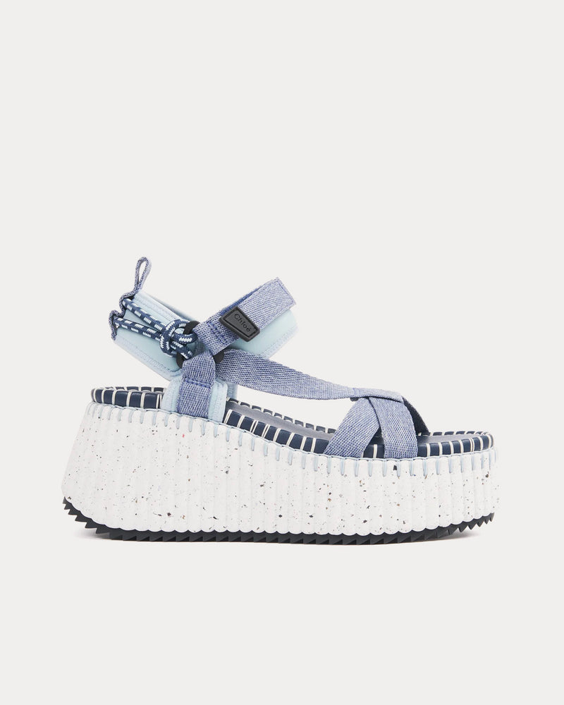 Chloé Nama Wedge Denim Sandals - 1
