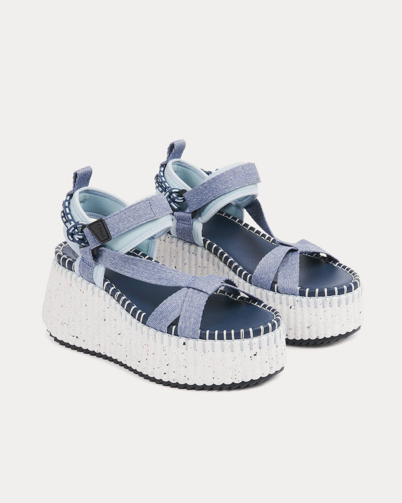 Chloé Nama Wedge Denim Sandals - 2