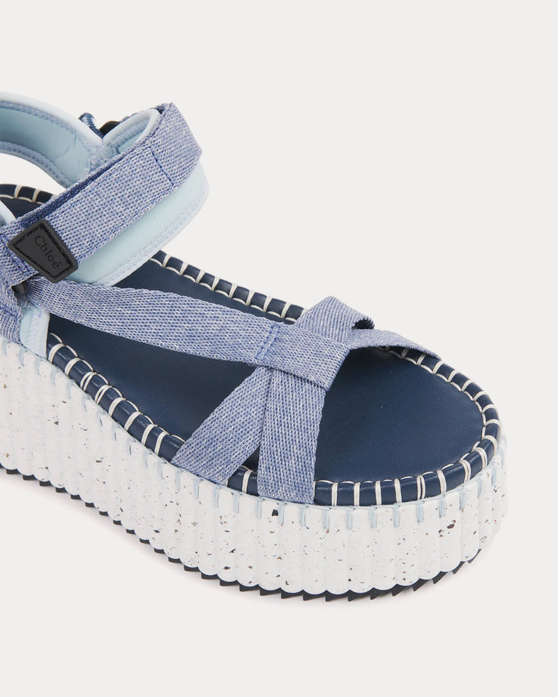 Chloé Nama Wedge Denim Sandals - 3