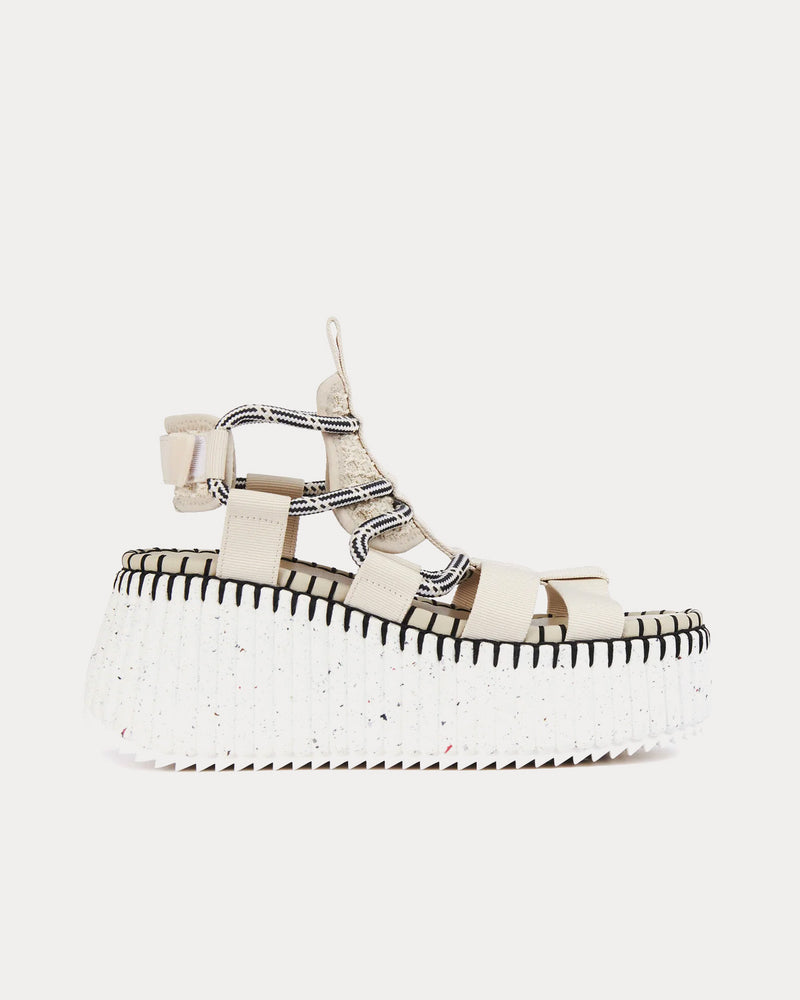 Chloé Nama Wedge Natural / Black Sandals - 1