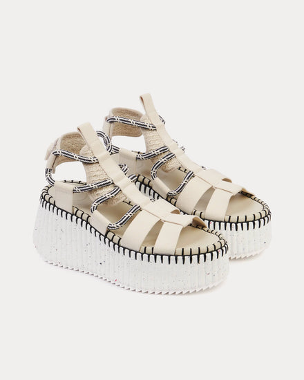 Chloé Nama Wedge Natural / Black Sandals - 2