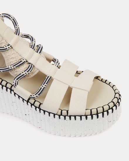 Chloé Nama Wedge Natural / Black Sandals - 3