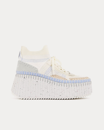 Chloé Nama Wedge Pearl Blue High Top Sneakers - 1