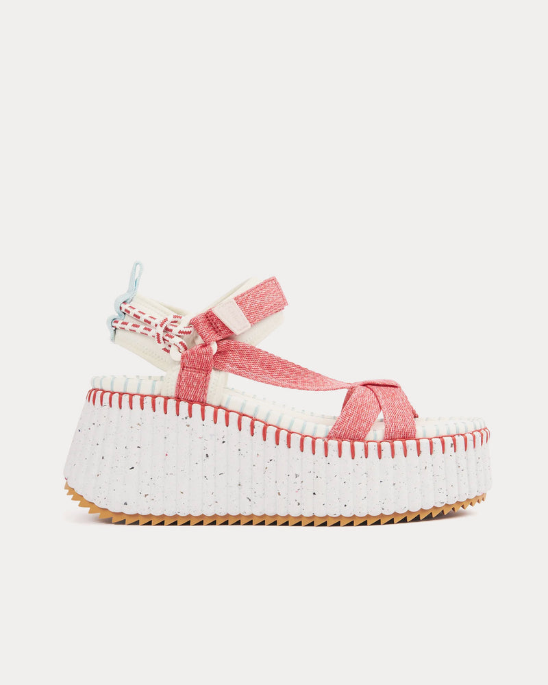 Chloé Nama Wedge Hot Coral Sandals - 1
