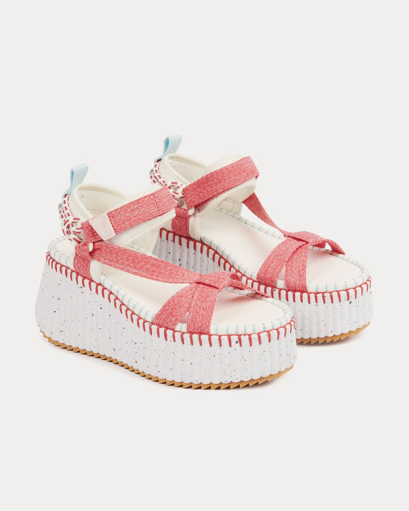 Chloé Nama Wedge Hot Coral Sandals - 2