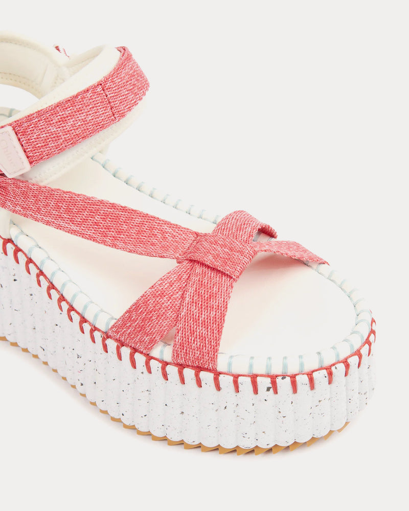 Chloé Nama Wedge Hot Coral Sandals - 3