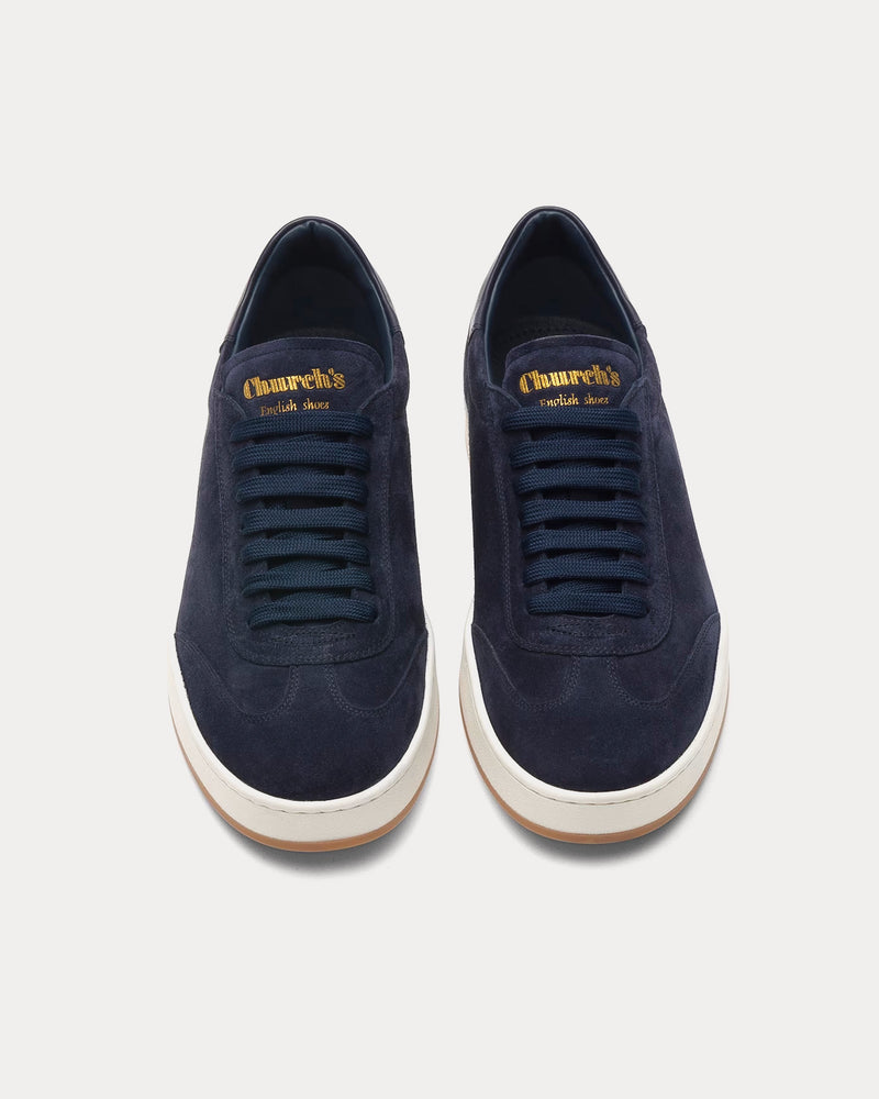 スニーカー Church'S Navy Blue Suede Largs 2 Sneakers Church's Men's Largs 2 Soft Suede Blue Low Top Sneakers