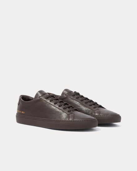 Common Projects Achilles Full-Grain Leather Dark Brown Low Top Sneakers - 3