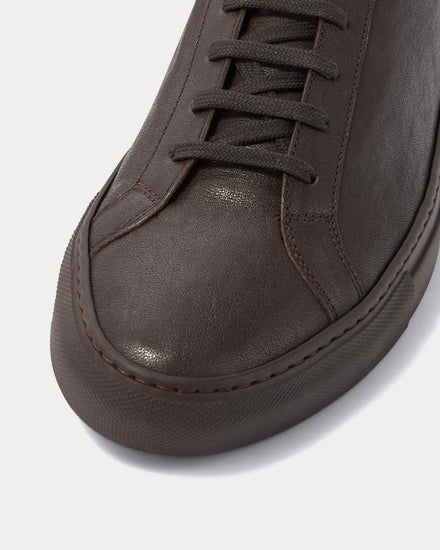 Common Projects Achilles Full-Grain Leather Dark Brown Low Top Sneakers - 6