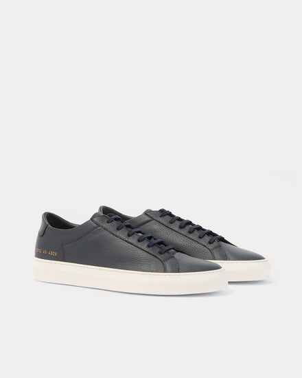 Common Projects Achilles Full-Grain Leather Navy Low Top Sneakers - 3