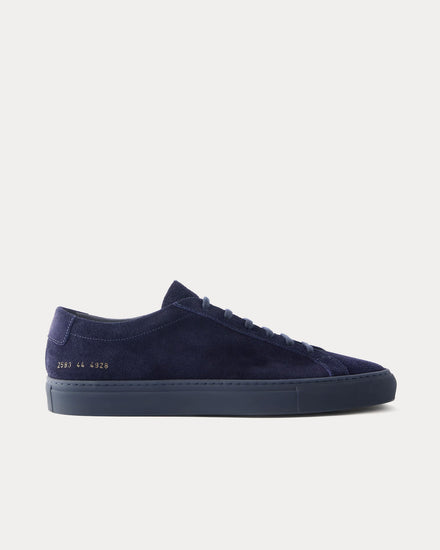 Common Projects Original Achilles Waxed-Suede Navy Low Top Sneakers - 1