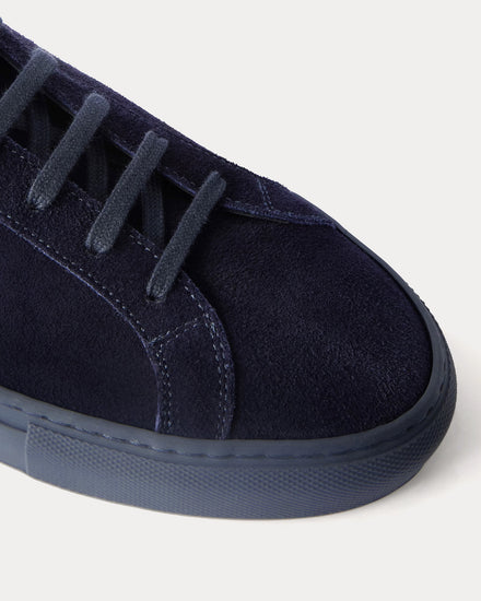 Common Projects Original Achilles Waxed-Suede Navy Low Top Sneakers - 3