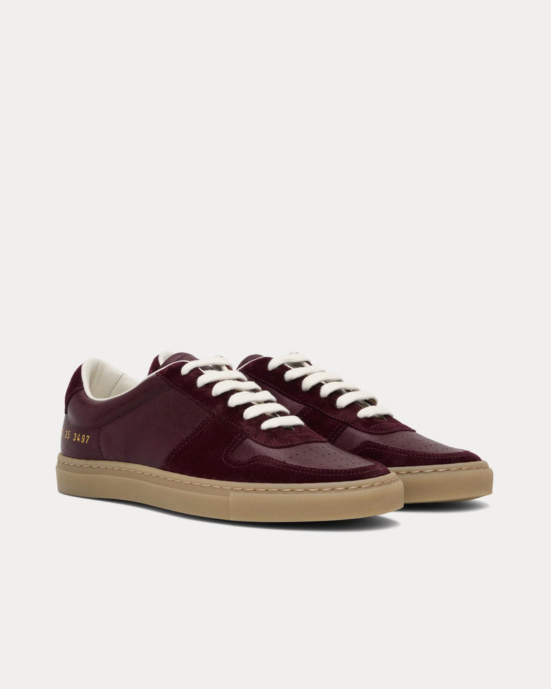 Common Projects BBall Duo Slim Leather & Suede Burgundy Low Top Sneakers - 2