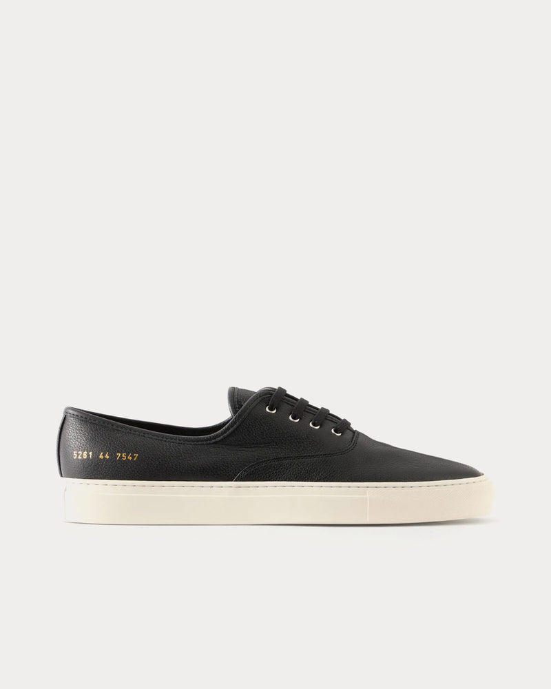 Common Projects Men's Deck Leather Black Low Top Sneakers