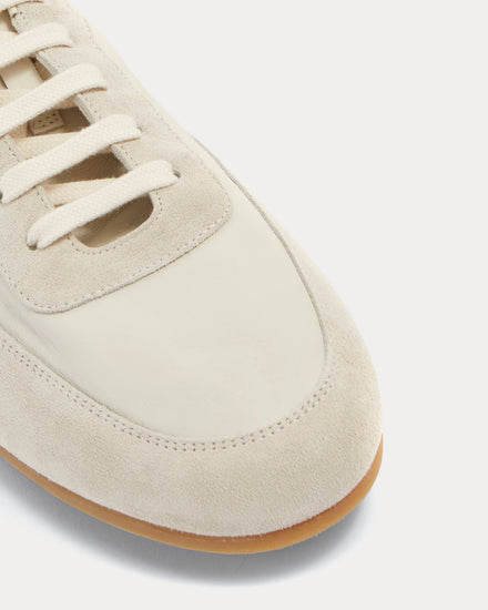 Common Projects Driving Leather & Suede White Low Top Sneakers - 4