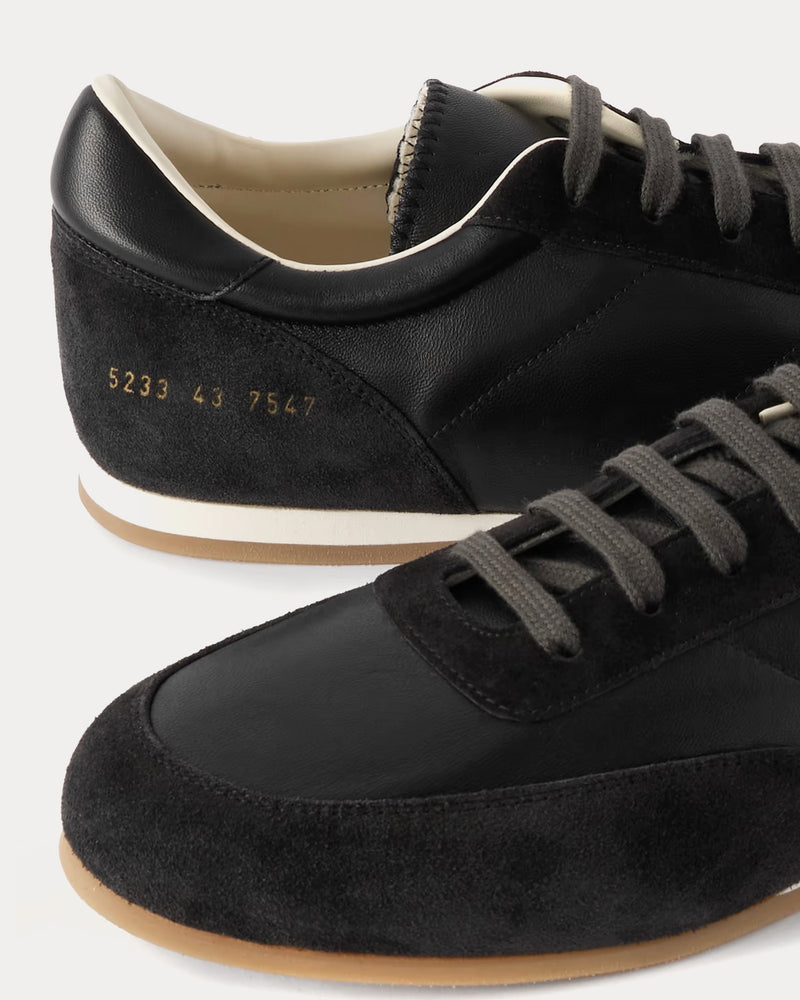 Common Projects Minimal Runner Leather & Suede Black Low Top Sneakers - 4