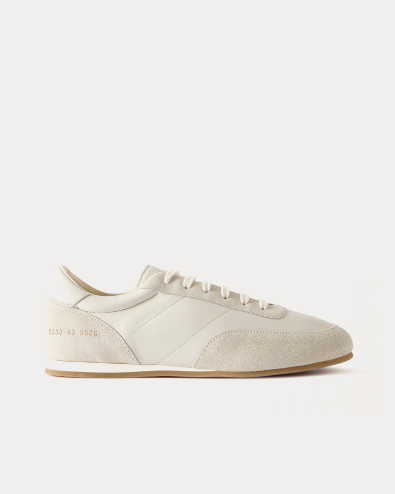 Common Projects Minimal Runner Leather & Suede White Low Top Sneakers - 1