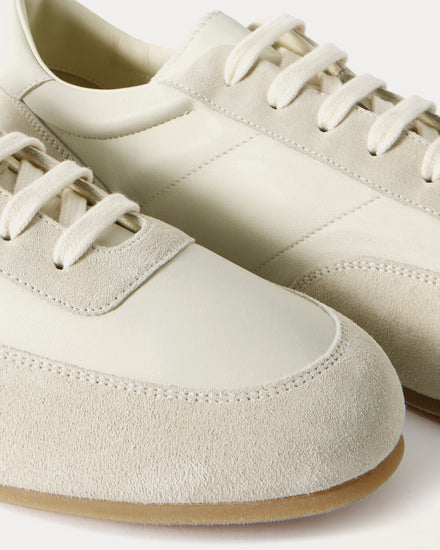 Common Projects Minimal Runner Leather & Suede White Low Top Sneakers - 3