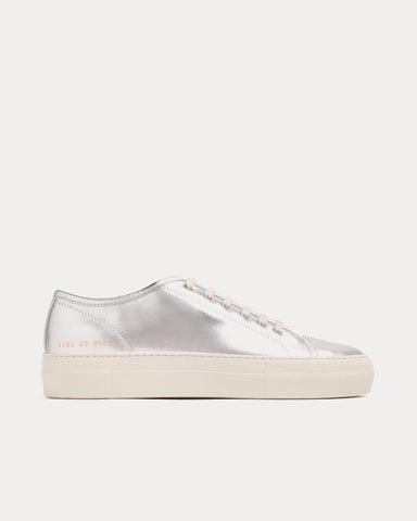 Common Projects Tournament Low Super Metallic Leather Silver Low Top Sneakers