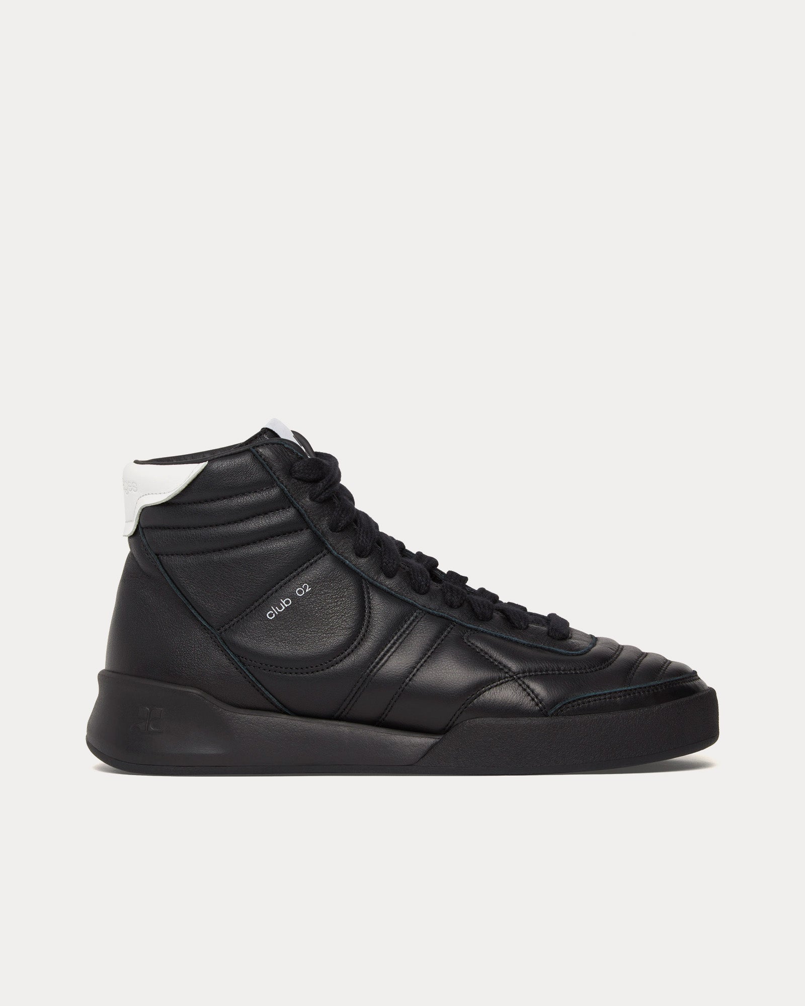 courrèges hommes Courrèges Men's Club 02 Leather Black Mid Top Sneakers
