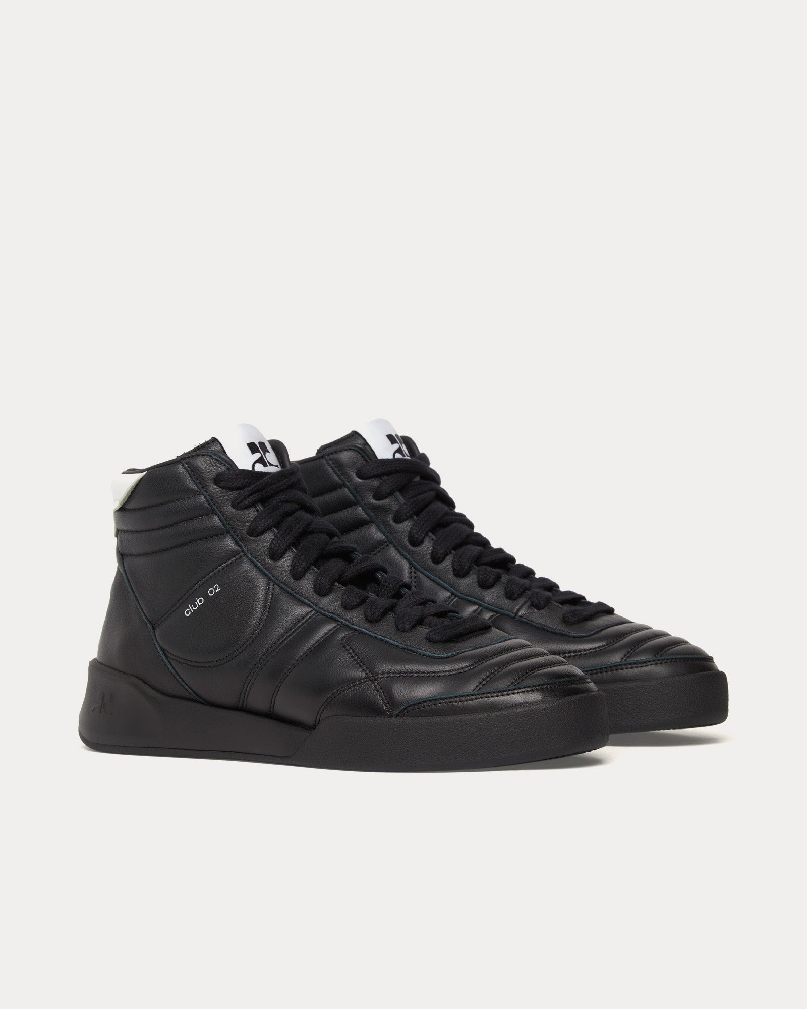 Courrèges - Club 02 Leather Heritage Black Mid Top Sneakers