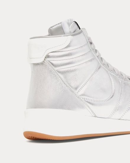 Courrèges Club 02 Leather Silver Mid Top Sneakers - 4
