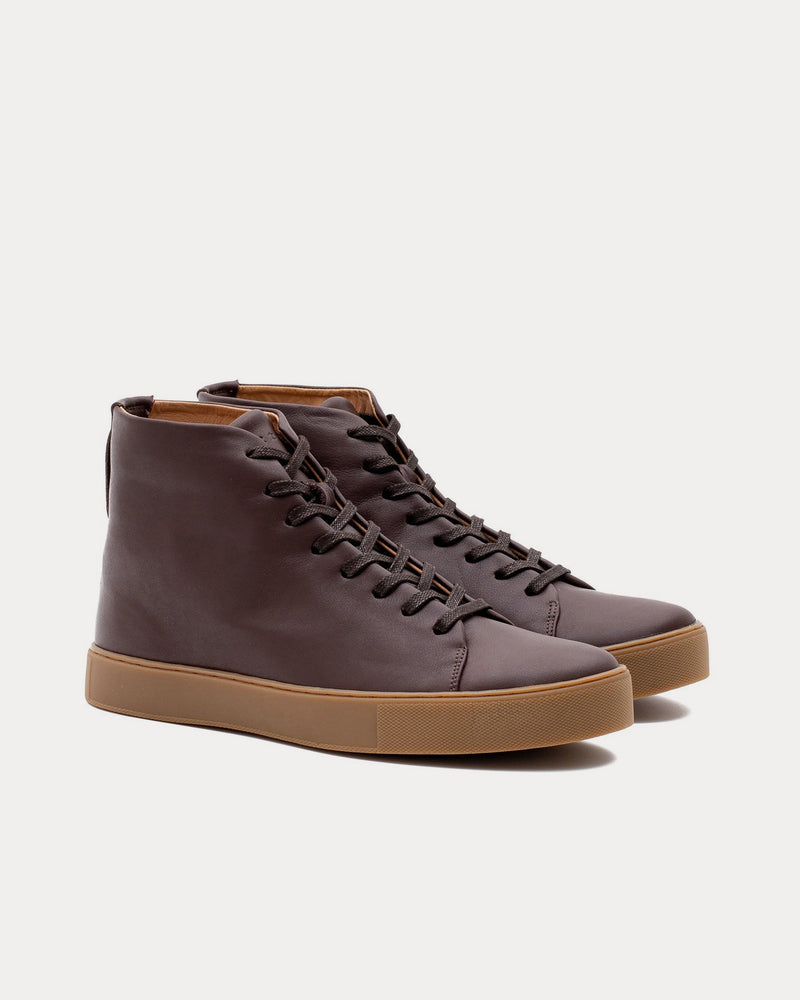 Crown Northampton Overstone Hi Derby Calf Leather Brown High Top Sneakers - 2