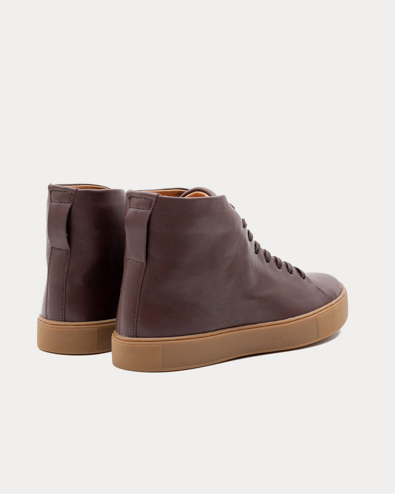 Crown Northampton Overstone Hi Derby Calf Leather Brown High Top Sneakers - 3
