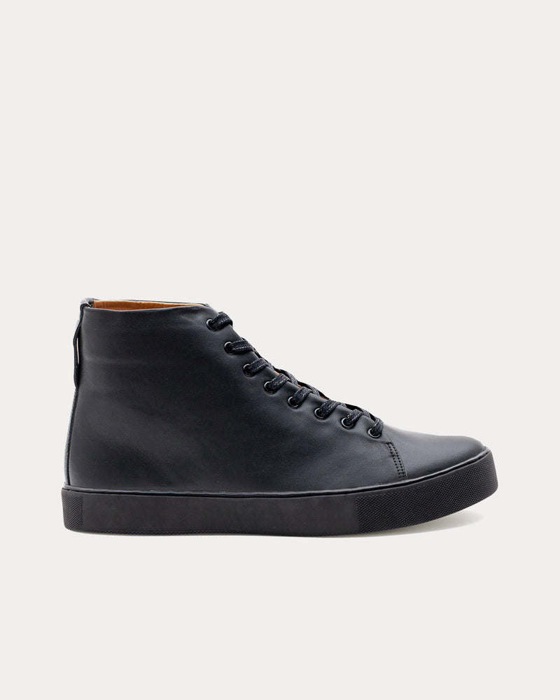 Crown Northampton Overstone Hi Derby Calf Leather Black High Top Sneakers - 1