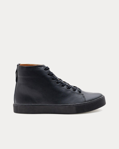 Crown Northampton Overstone Hi Derby Calf Leather Black High Top Sneakers