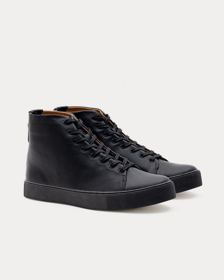 Crown Northampton Overstone Hi Derby Calf Leather Black High Top Sneakers - 2