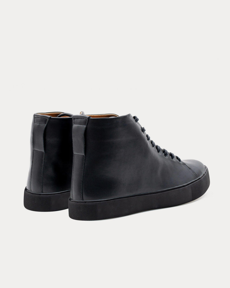 Crown Northampton Overstone Hi Derby Calf Leather Black High Top Sneakers - 3