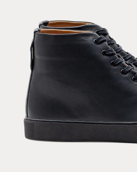 Crown Northampton Overstone Hi Derby Calf Leather Black High Top Sneakers - 4