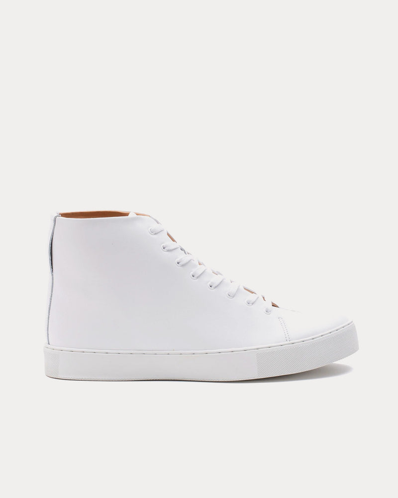 Crown Northampton Overstone Hi Derby Calf Leather White High Top Sneakers - 1