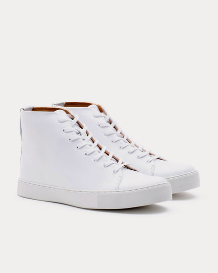 Crown Northampton Overstone Hi Derby Calf Leather White High Top Sneakers - 2