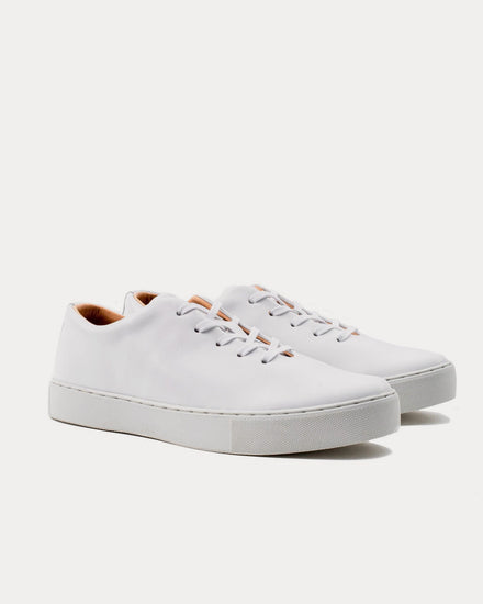 Crown Northampton Upton Wholecut Calf Leather All White Low Top Sneakers - 2