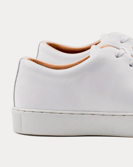 Crown Northampton Upton Wholecut Calf Leather All White Low Top Sneakers - 4
