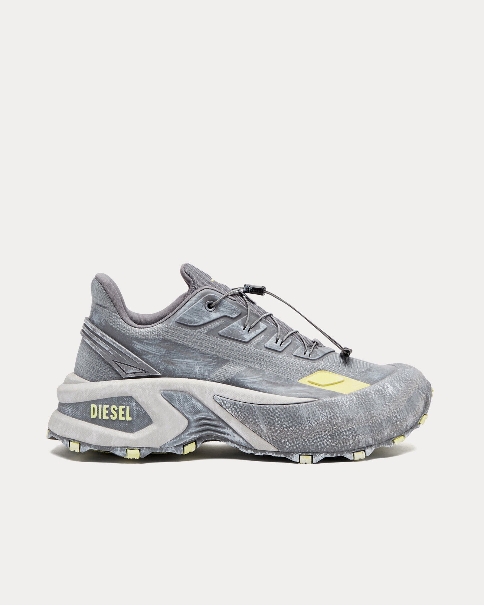 Diesel Men's D-Cage Runner Grey / Yellow Low Top Sneakers