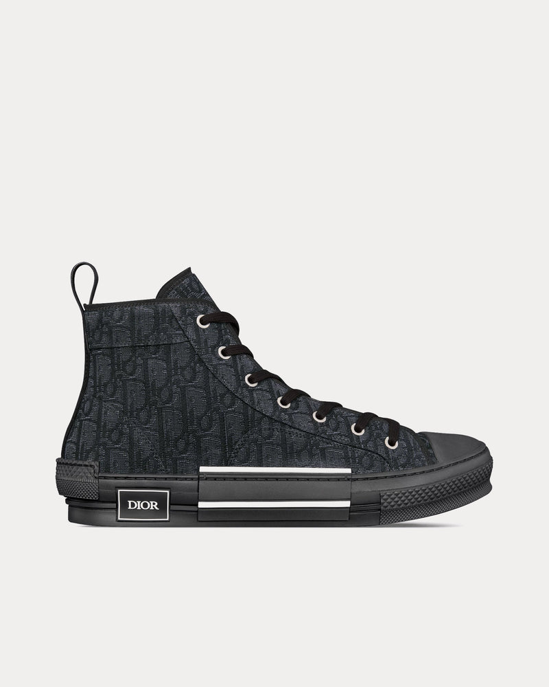 Dior Men's B23 Dior Oblique Jacquard Black High Top Sneakers