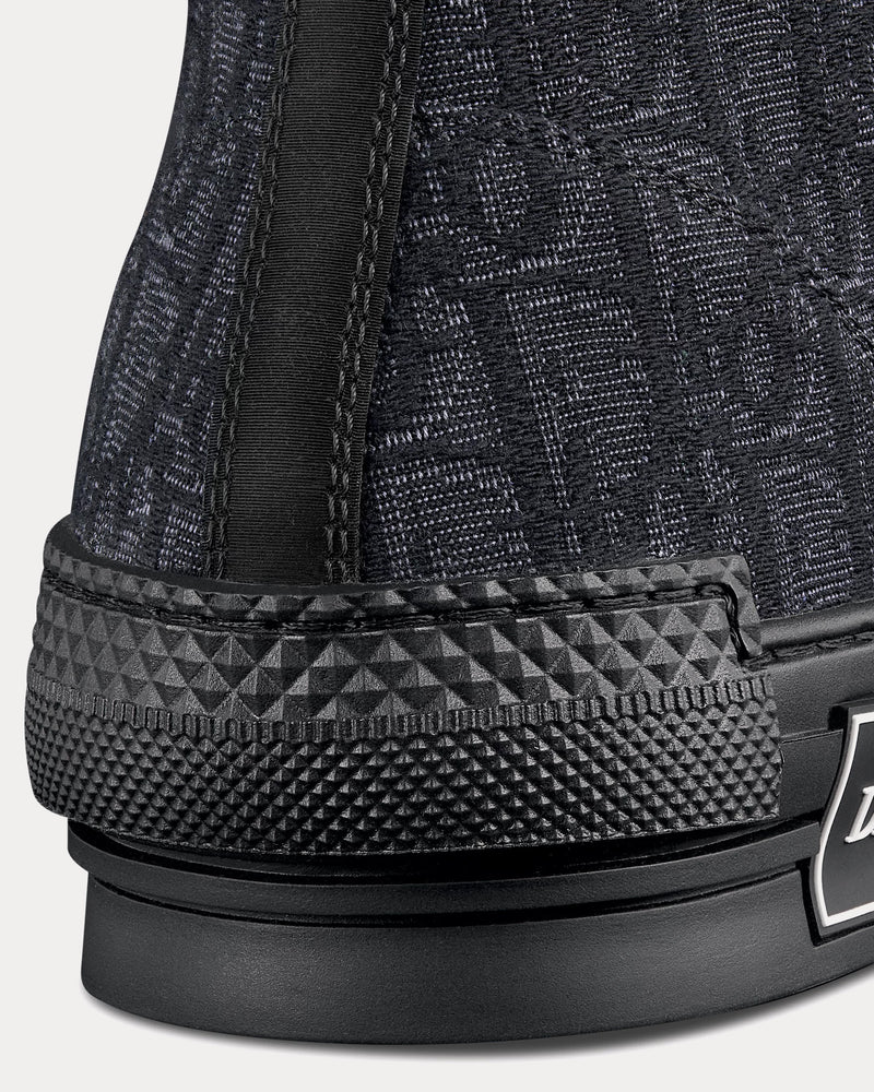 Dior Men's B23 Dior Oblique Jacquard Black High Top Sneakers