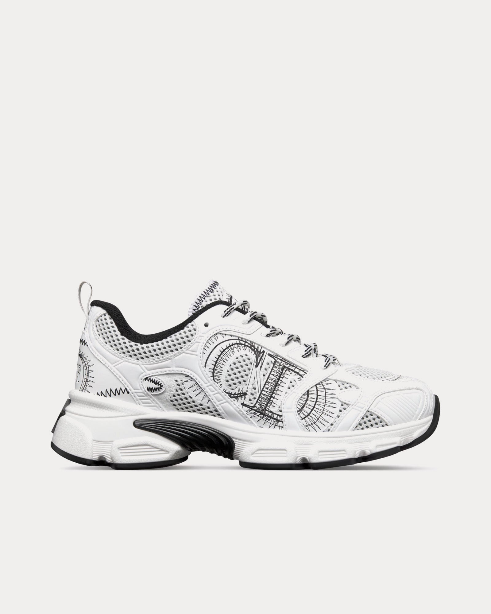 スニーカー Dior Dior Chrono Mesh Low-Top Sneakers Dior Women's Chrono White and Black Mesh with Leather-Effect