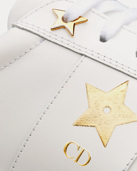 Dior Dior Star Calfskin & Suede White / Gold Low Top Sneakers - 3