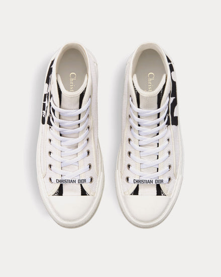 Dior Walk'n'Dior Platform White and Black Embroidered Cotton High Top Sneakers - 2